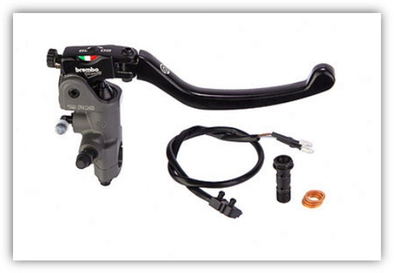 Dual Disc Master Cylinder, Brake, PR 19 RCS, 1" Handlebar without Reservoir, Forged Radial, Front, Titanium Grey